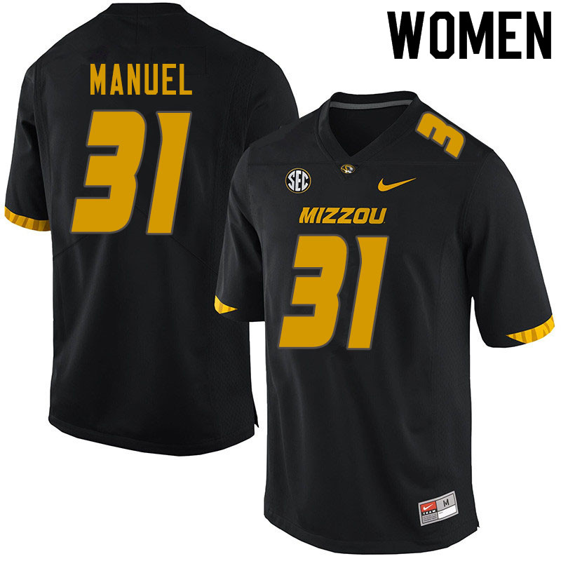 Women #31 Martez Manuel Missouri Tigers College Football Jerseys Sale-Black - Click Image to Close
